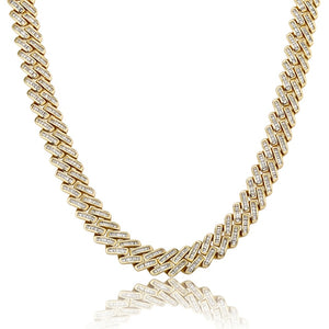 12mm Baguette Prong Cuban Link Chain - Different Drips