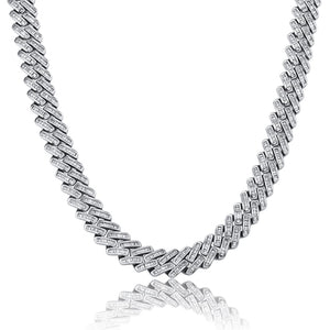 12mm Baguette Prong Cuban Link Chain - Different Drips