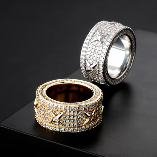 6 Row Iced Out X Ring - Different Drips