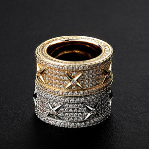 6 Row Iced Out X Ring - Different Drips