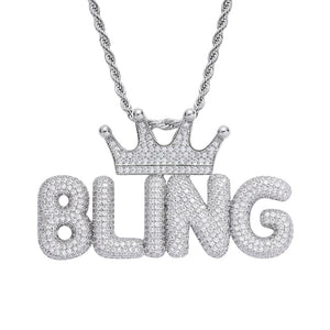 Crowned Bubble Font Custom Letter Pendant - Different Drips