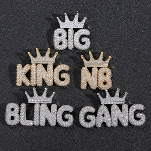 Crowned Bubble Font Custom Letter Pendant - Different Drips