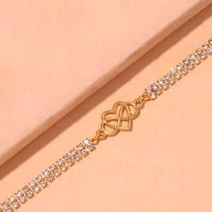 Double Row Infinity Heart Tennis Anklet - Different Drips