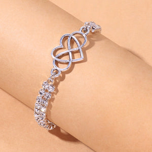 Double Row Infinity Heart Tennis Anklet - Different Drips