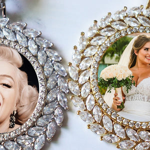 Custom Round Grain Pattern Photo Pendant - Different Drips