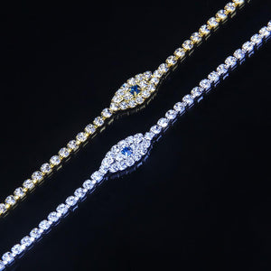 Round Cut Evil Eye Tennis Anklet - Different Drips