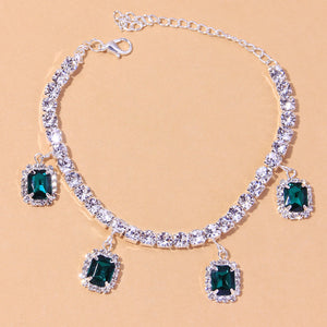 Emerald Drop Tennis Anklet - Different Drips