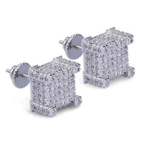 Thumbnail for 10mm Square Paved Diamond Stud Earrings - Different Drips