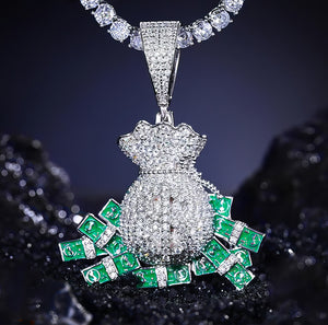 S925 Moissanite Money Bag Dollar Pendant - Different Drips