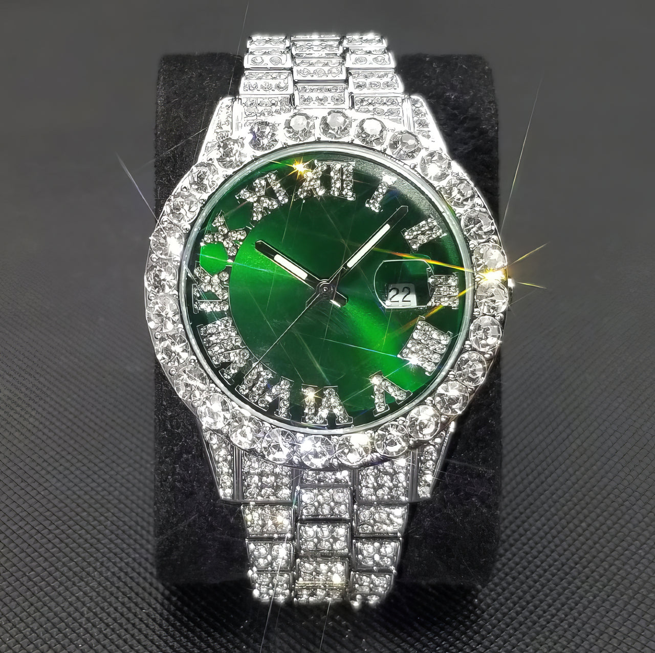 Iced Roman Numeral Colored Dial Watch - Different Drips