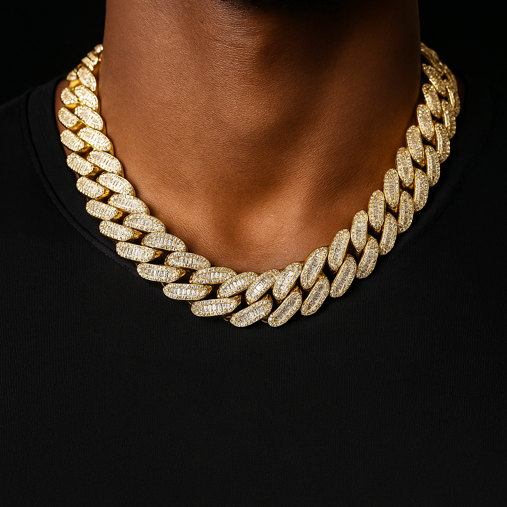 12mm Baguette Cuban Link Chain - Different Drips