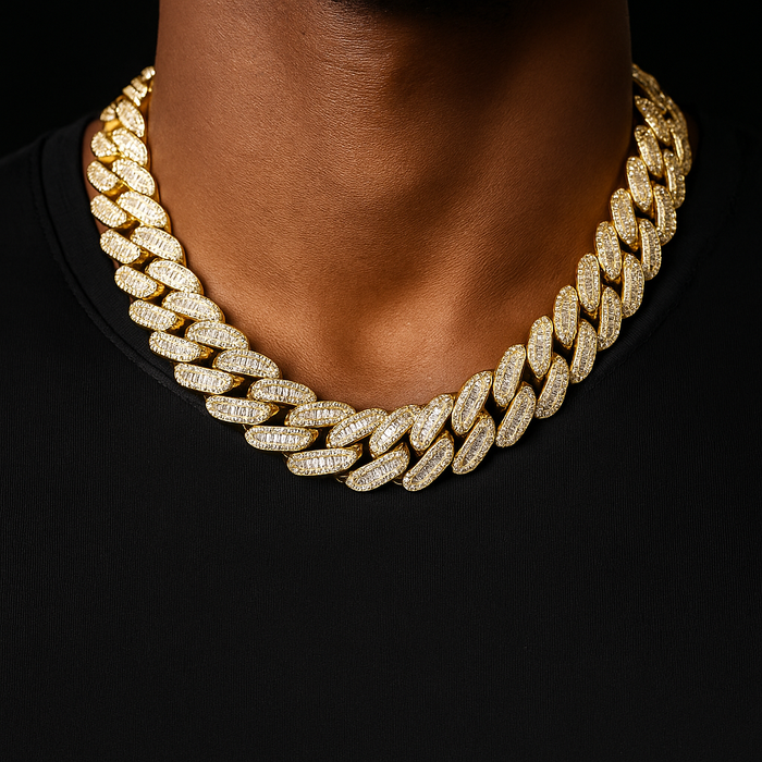 12mm Baguette Cuban Link Chain - Different Drips