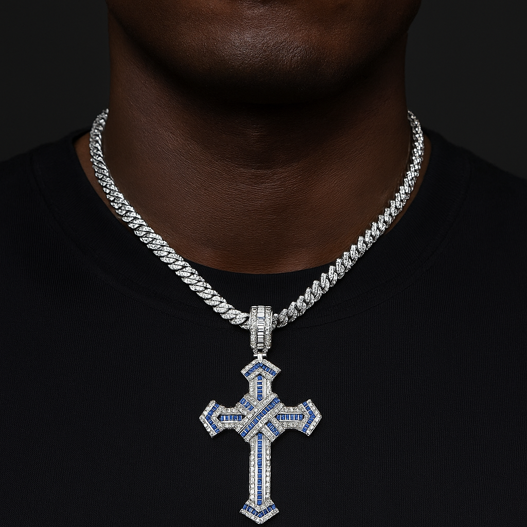 Baguette Colored Cross Pendant - Different Drips