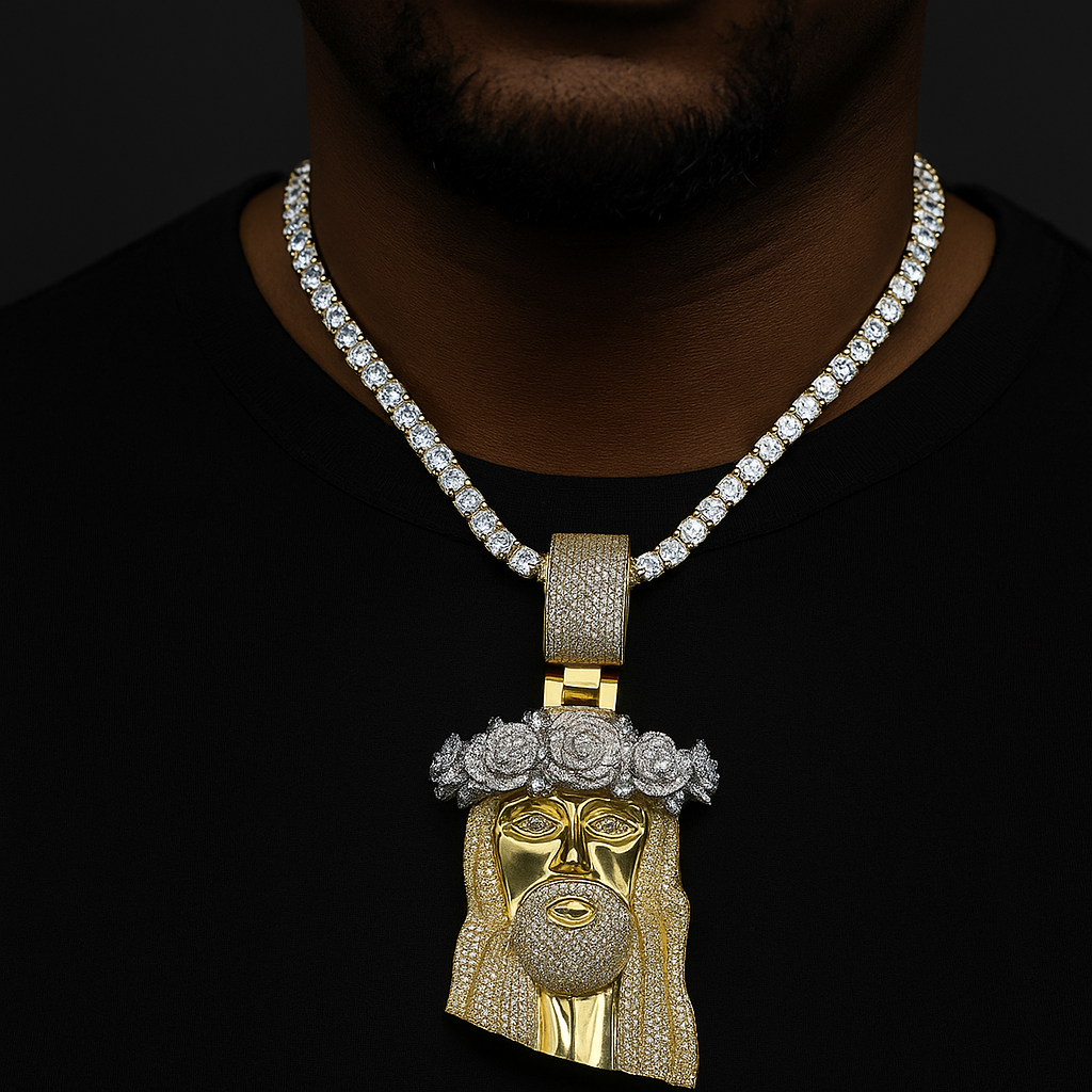 Crown of Roses Jesus Head Pendant - Different Drips