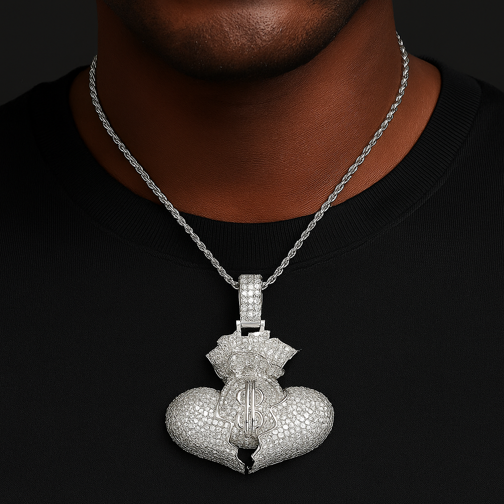 Broken heart money bag pendant - Different Drips