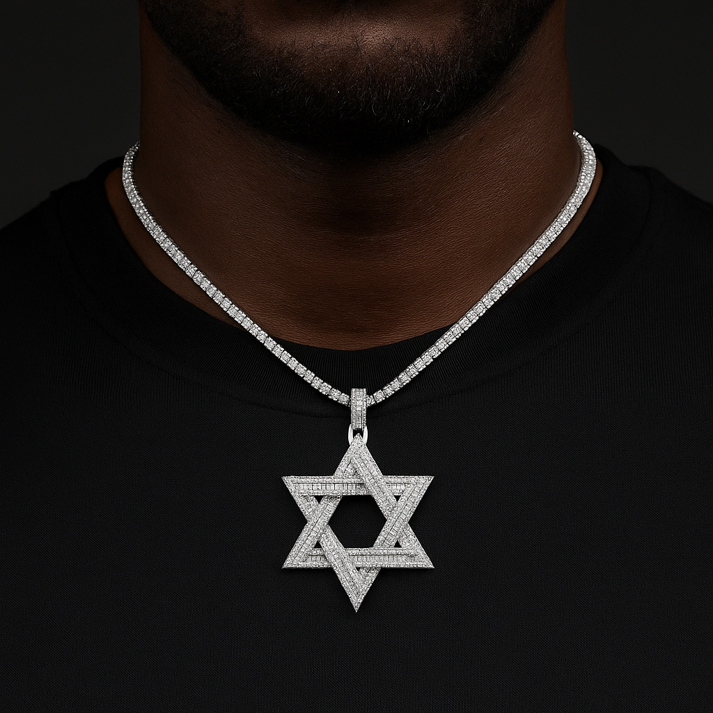 Baguette Star Of David Pendant - Different Drips