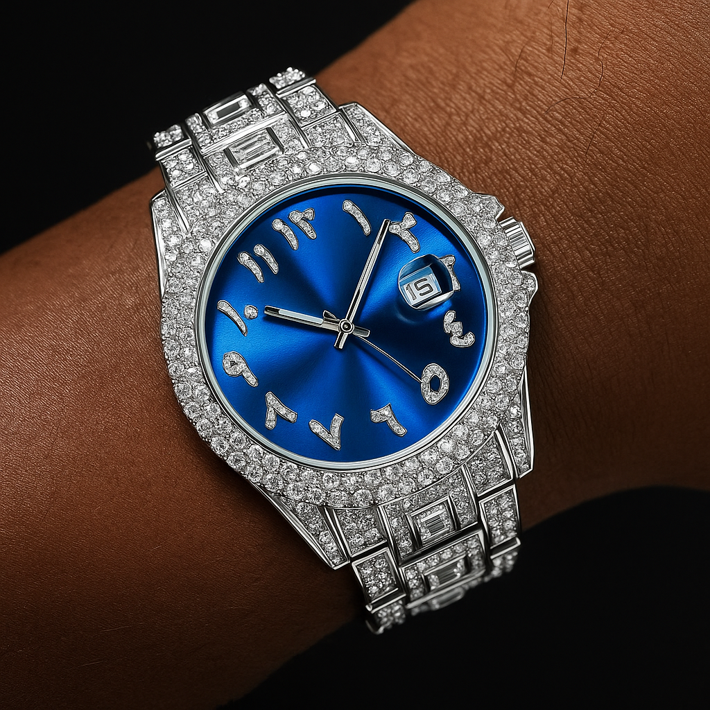 Iced Colored Dial Arabic Numeral Watch - Different Drips