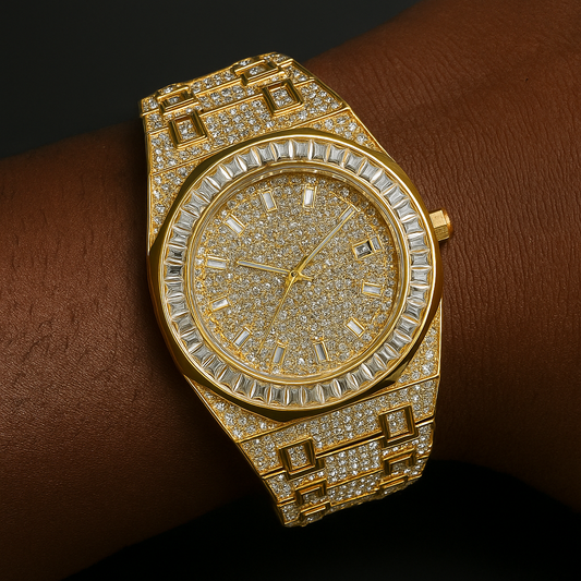 Bust Down Green Emerald Baguette Watch - Different Drips
