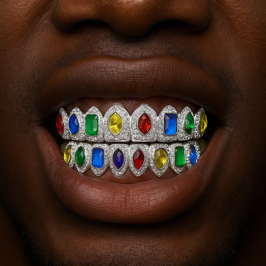 Gem Stationed Iced Pave Grillz - Different Drips