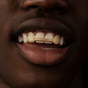 Iced 6 Teeth Connecting Bridge Grillz - Different Drips