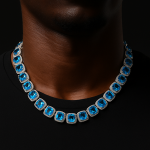 10mm Blue Glacier Clustered Tennis Chain - Different Drips