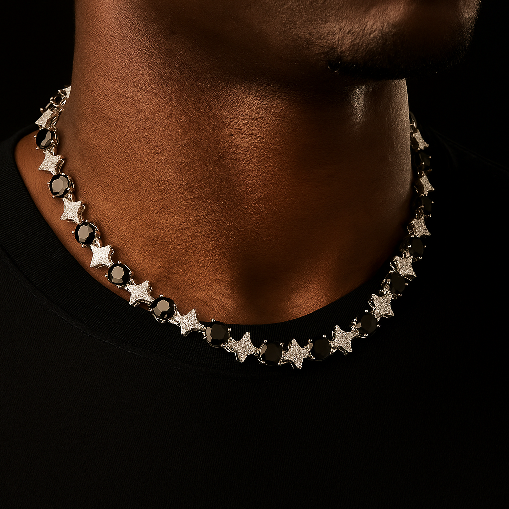 8mm S925 Black Moissanite Star Link Tennis Chain - Different Drips