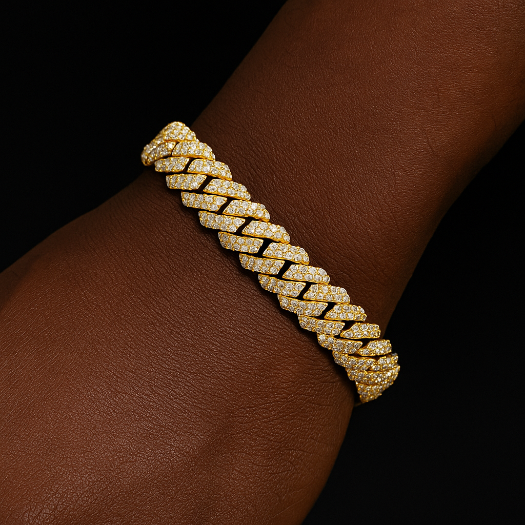 10mm Iced Out Cuban Prong Bracelet - Different Drips