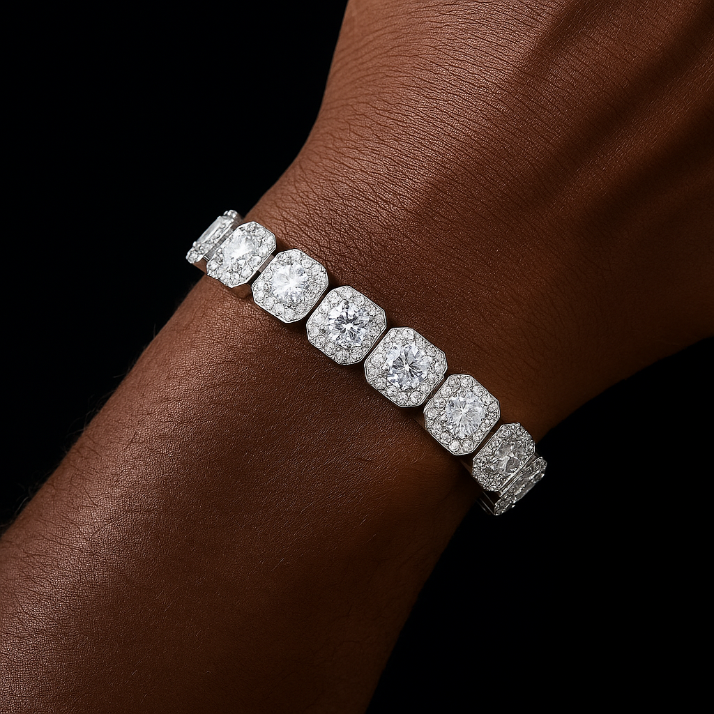 10mm Square Clustered Tennis Bracelet - Different Drips