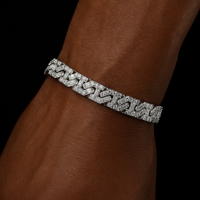 9mm Square Cut Baguette Mariner Link Bracelet - Different Drips