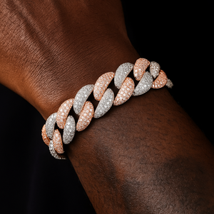 19mm Iced Two Tone Miami Cuban Link Bracelet - Different Drips
