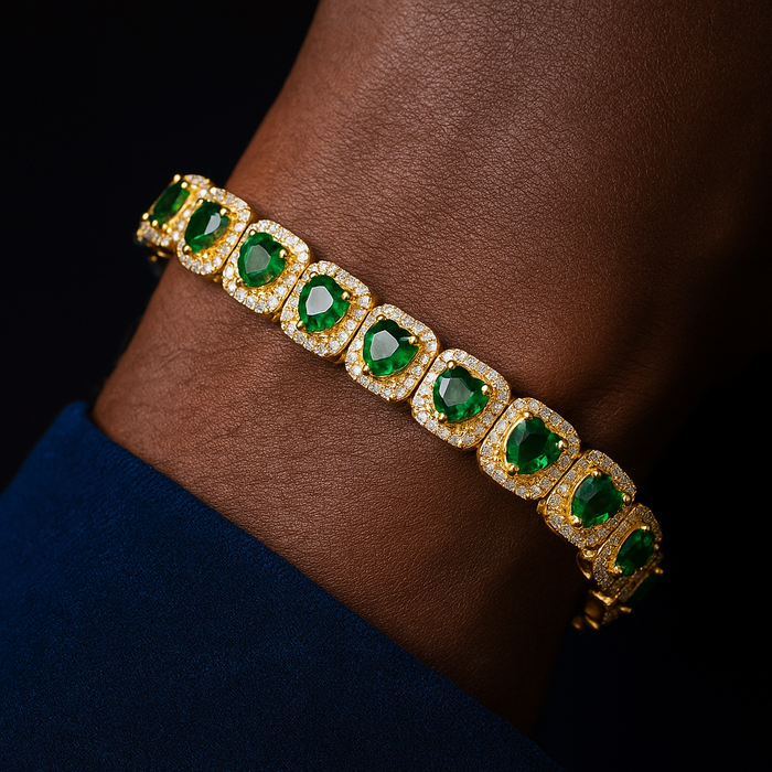 9mm Heart Clustered Tennis Bracelet - Different Drips