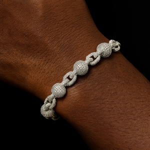 10mm Iced Ball Rolo Link Bracelet - Different Drips