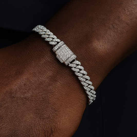 8mm S925 Raised Moissanite Diamond Cuban Bracelet - Different Drips