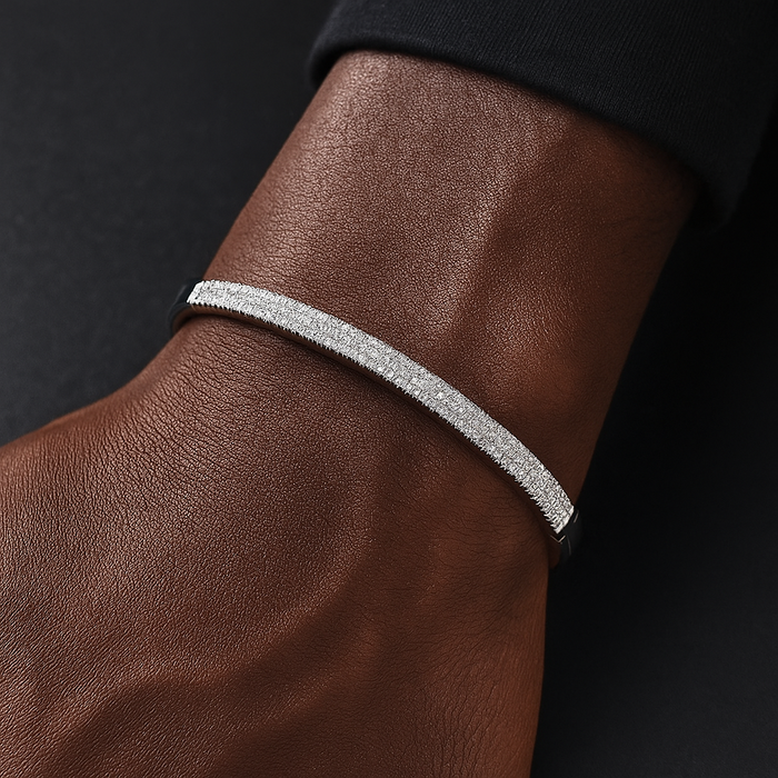 4mm S925 3 Row Moissanite Cuff Bracelet - Different Drips