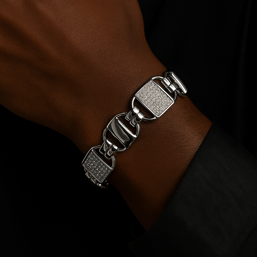 14mm Square Clustered Mariner Link Bracelet - Different Drips