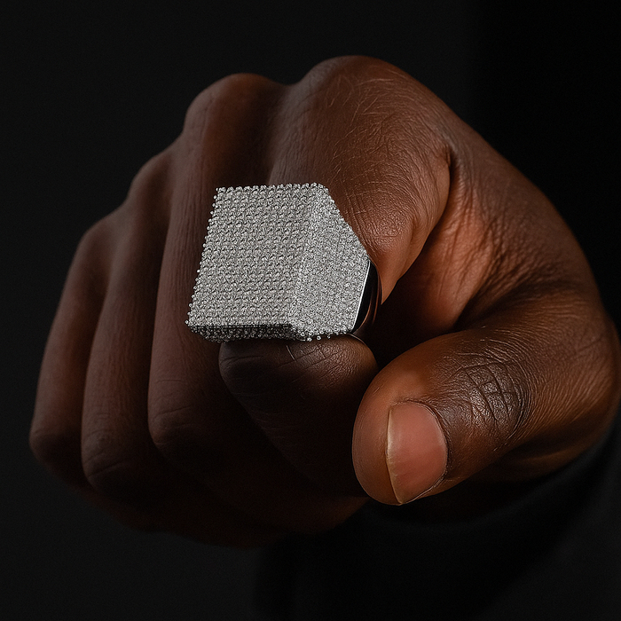 Iced Out Square Signet Ring - Different Drips