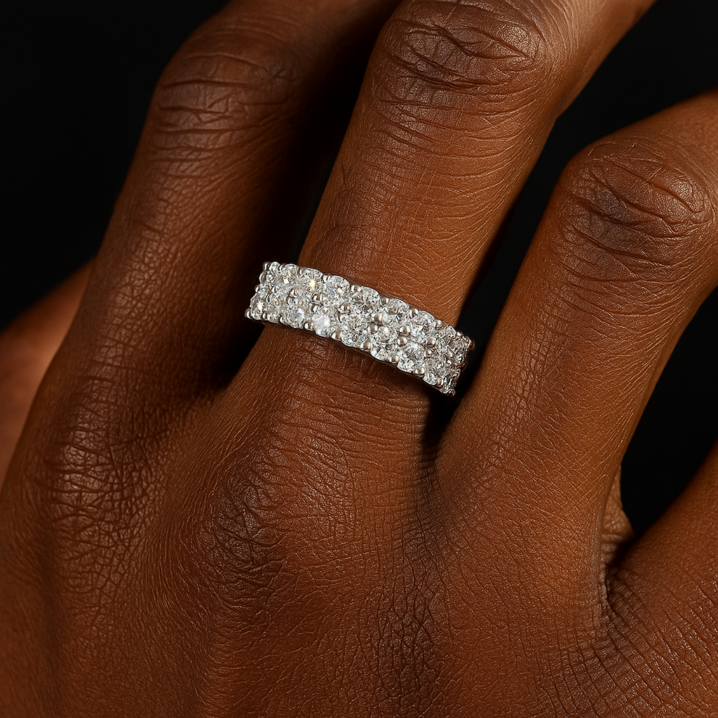 S925 2 Row Moissanite Eternity Ring - Different Drips