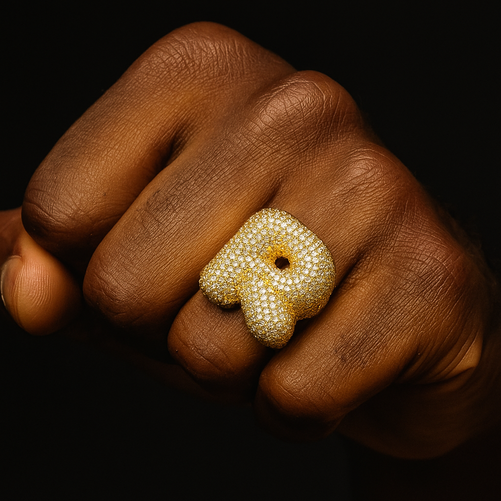 Bubble Font Custom Letter Ring - Different Drips