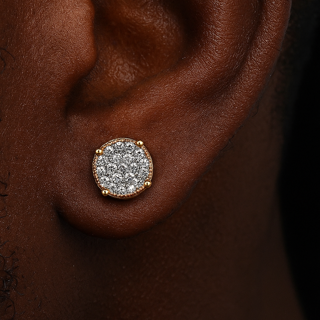 9mm Iced Round Cut Stud Earrings - Different Drips