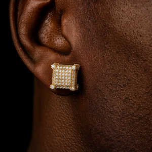 10mm Square Paved Diamond Stud Earrings - Different Drips