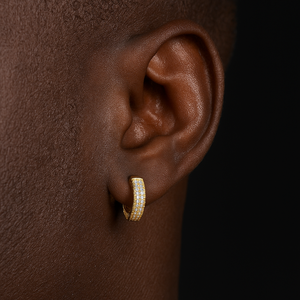 Iced Double Band Pave Hoop Earrings - Different Drips