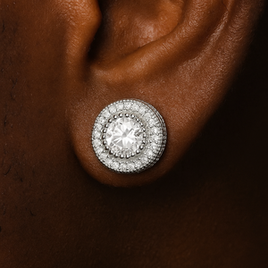 Iced Triple Row Halo Stud Earrings - Different Drips