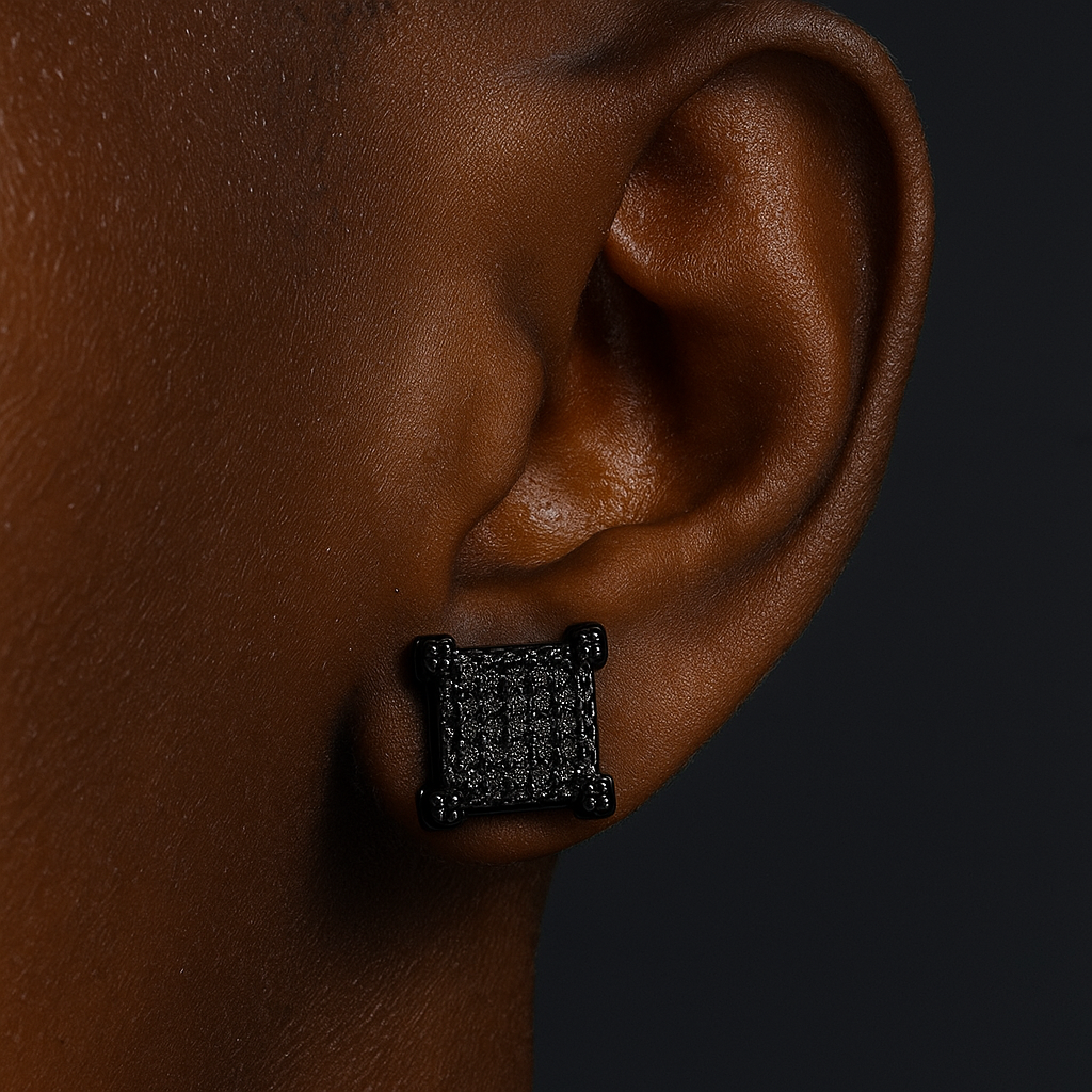 10mm Square Pave Stud Earrings - Different Drips