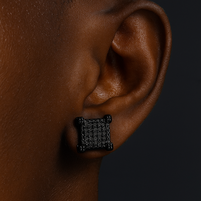 10mm Square Pave Stud Earrings - Different Drips