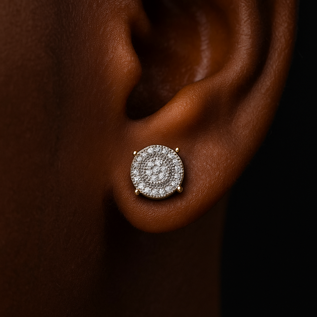 Iced Round Stone Stud Earrings - Different Drips