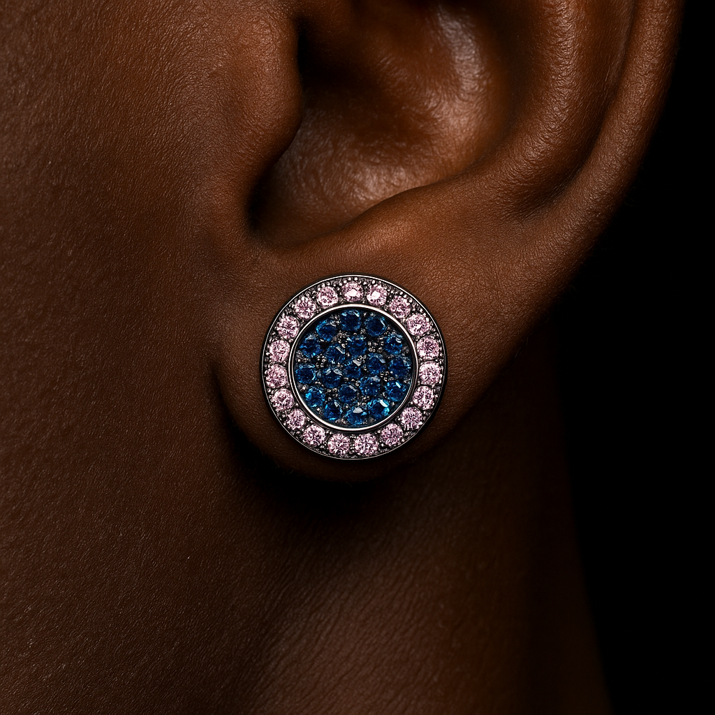 Classic Multi-Color Round Cut Stud Earrings - Different Drips