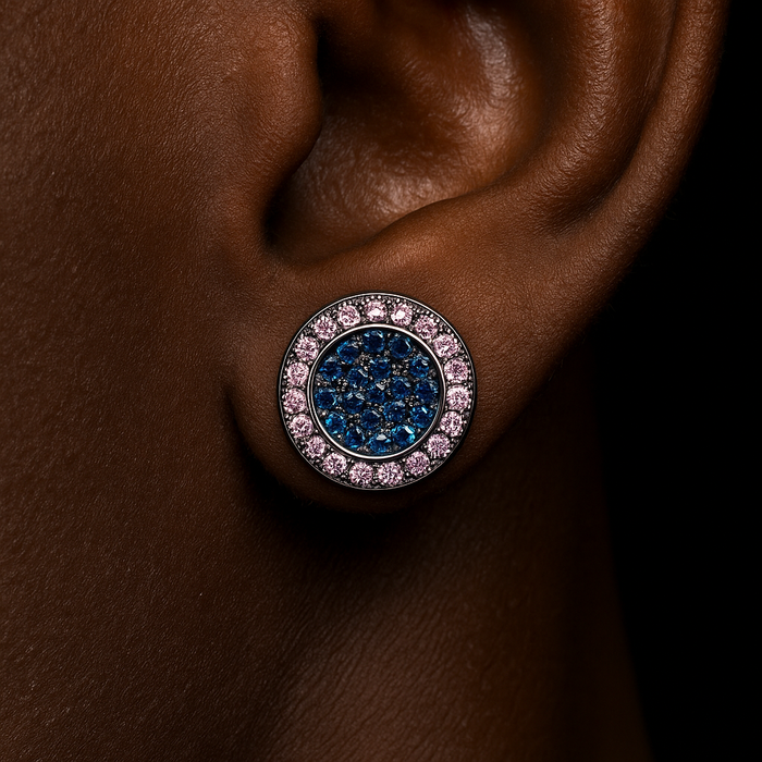 Classic Multi-Color Round Cut Stud Earrings - Different Drips