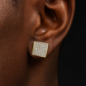 Square Cut Iced Pave Stud Earrings - Different Drips
