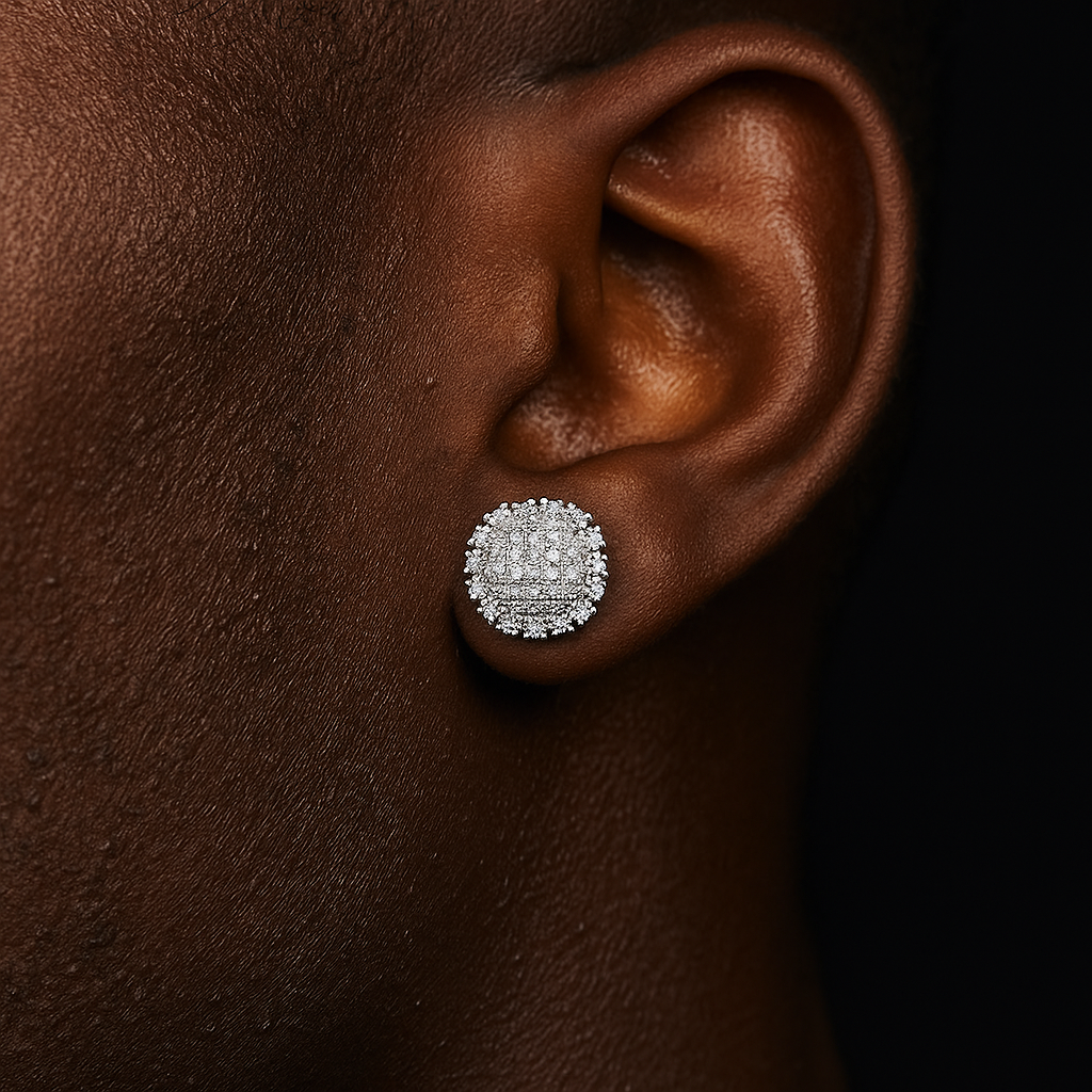 Flat Round Cut Stud Earrings - Different Drips