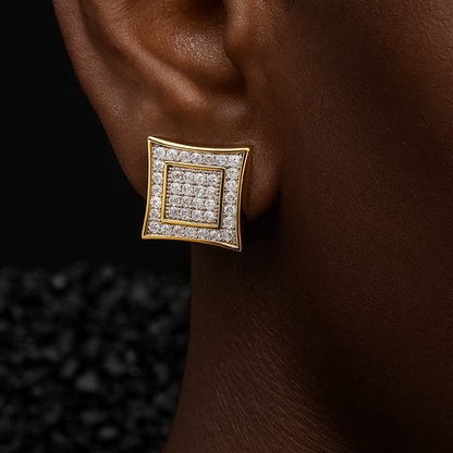 Iced Pave Square Stud Earrings - Different Drips